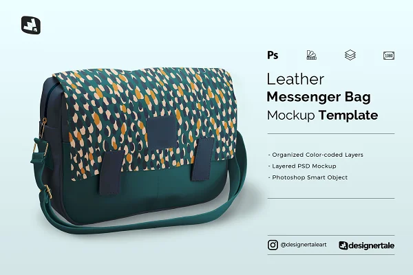 Download Leather Messenger Bag Mockup Template Free - Kufonts.com